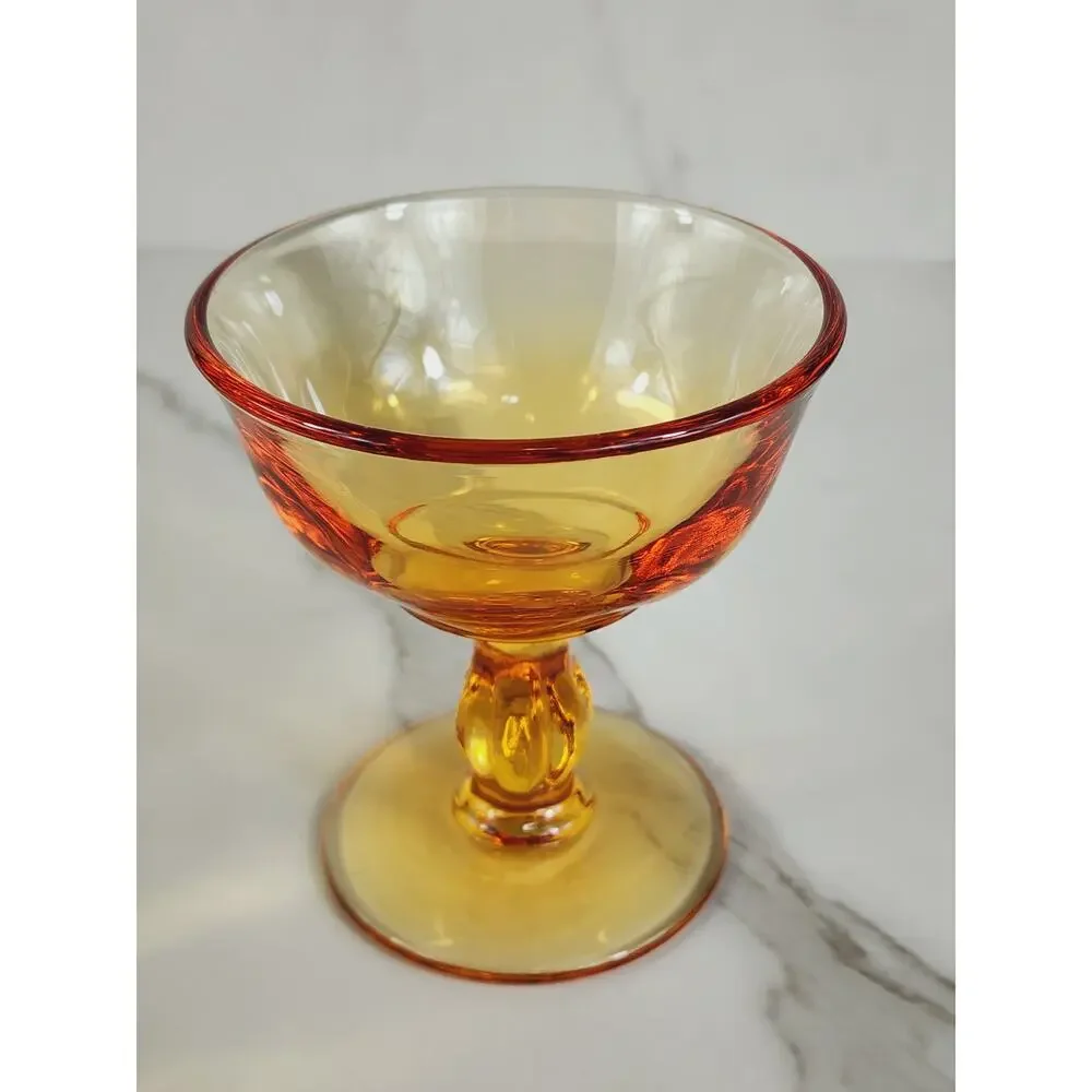 Tiffin Franciscan Amber Glass Sherbet Dessert 4